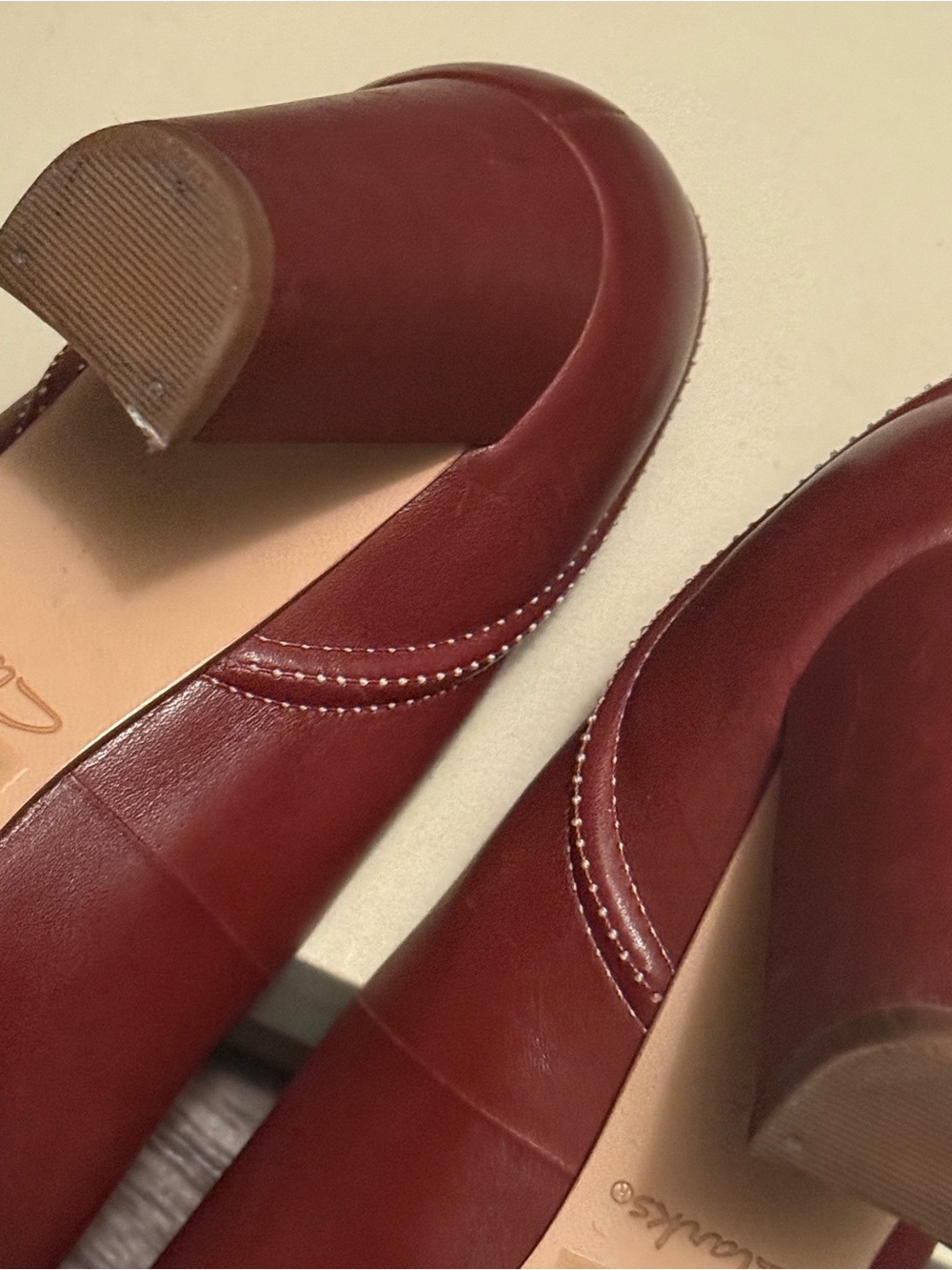 Clarks Women's Cherry Red Leather Block Heel Pumps - Picture 5 of 10